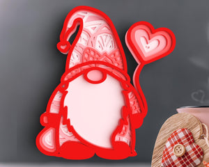 3D Valentine Gnome SVG DXF 6 Layer - Love Heart Svg-Rishasart