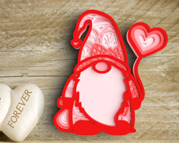 3D Valentine Gnome SVG DXF 6 Layer - Love Heart Svg-Rishasart