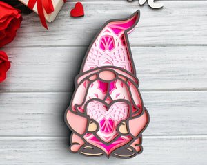 Layered Valentine Gnome SVG DXF - Love Heart 3D Mandala Svg - Svg files for Cricut, Laser Cut files-Rishasart