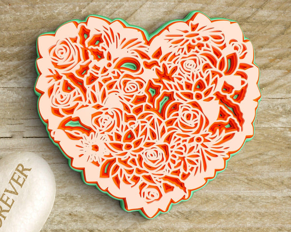 3D Layered Floral Wreath SVG DXF-Rishasart