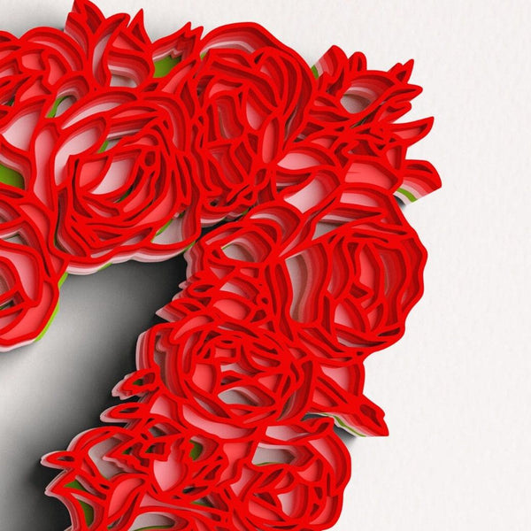 3D Valentine Wreath SVG DXF 6 Layer - Floral Wreath Wedding Svg-Rishasart