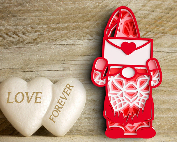 3D Valentine Gnome SVG DXF 6 Layer - Love Heart Svg-Rishasart