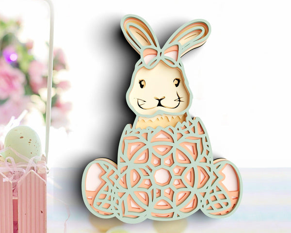 Easter Bunny Egg SVG DXF 6 Layer - Rabbit Svg 3D Mandala Svg-Rishasart