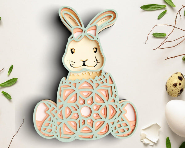 Easter Bunny Egg SVG DXF 6 Layer - Rabbit Svg 3D Mandala Svg-Rishasart