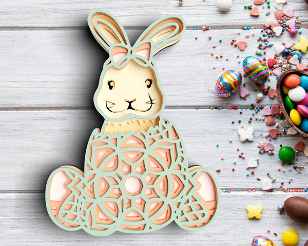 Easter Bunny Egg SVG DXF 6 Layer - Rabbit Svg 3D Mandala Svg-Rishasart