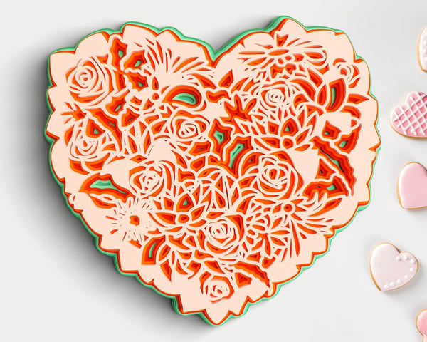 3D Layered Floral Wreath SVG DXF-Rishasart