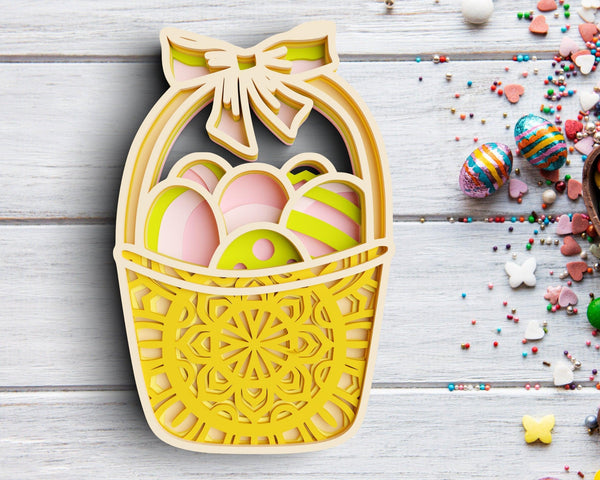 Layered Easter Egg Basket SVG DXF - Easter Sign 3D-Rishasart