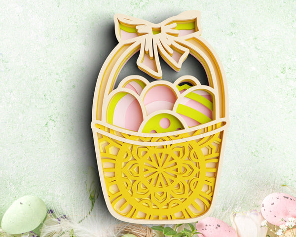 Layered Easter Egg Basket SVG DXF - Easter Sign 3D-Rishasart