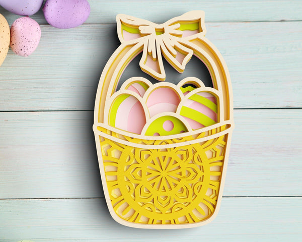 Layered Easter Egg Basket SVG DXF - Easter Sign 3D-Rishasart