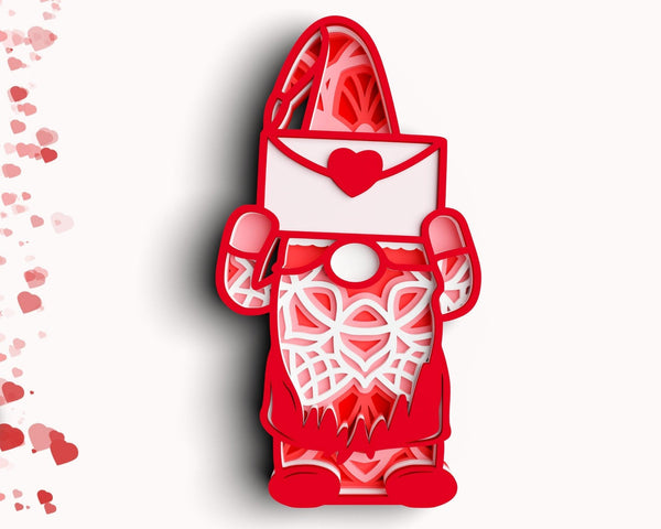 3D Valentine Gnome SVG DXF 6 Layer - Love Heart Svg-Rishasart