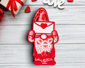 3D Valentine Gnome SVG DXF 6 Layer - Love Heart Svg-Rishasart