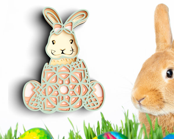 Easter Bunny Egg SVG DXF 6 Layer - Rabbit Svg 3D Mandala Svg-Rishasart