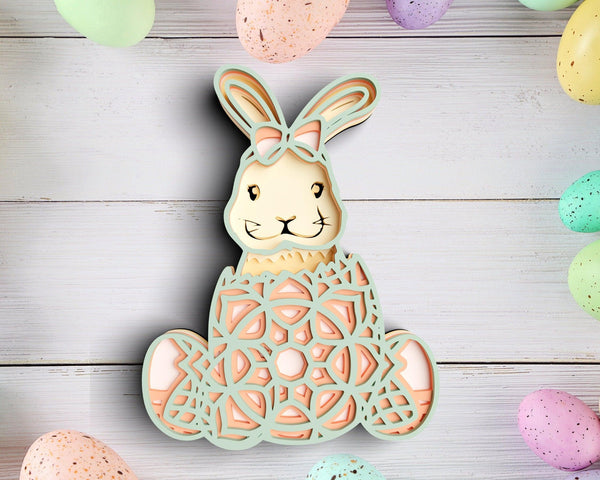 Easter Bunny Egg SVG DXF 6 Layer - Rabbit Svg 3D Mandala Svg-Rishasart