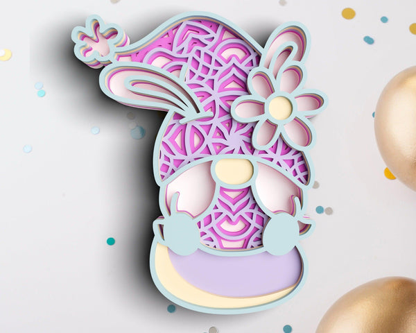 Layered Easter Gnome SVG DXF - Spring 3D Mandala Svg-Rishasart