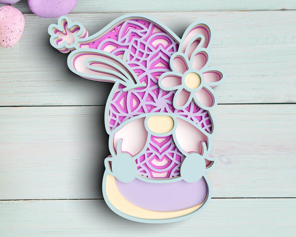 Layered Easter Gnome SVG DXF - Spring 3D Mandala Svg-Rishasart