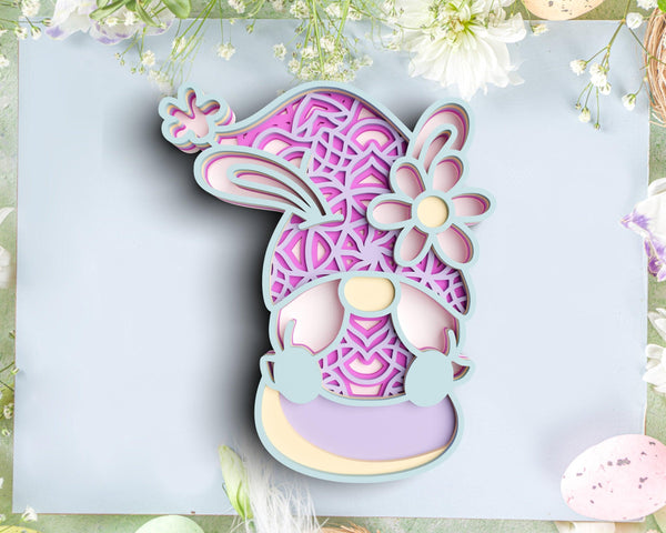 Layered Easter Gnome SVG DXF - Spring 3D Mandala Svg-Rishasart