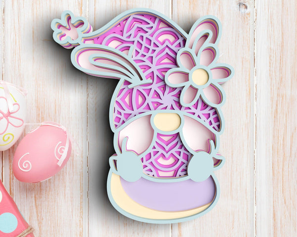 Layered Easter Gnome SVG DXF - Spring 3D Mandala Svg-Rishasart