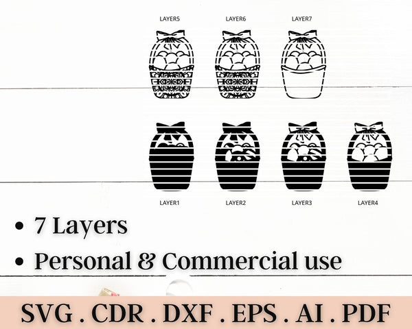 Layered Easter Egg Basket SVG DXF - Easter Sign 3D-Rishasart