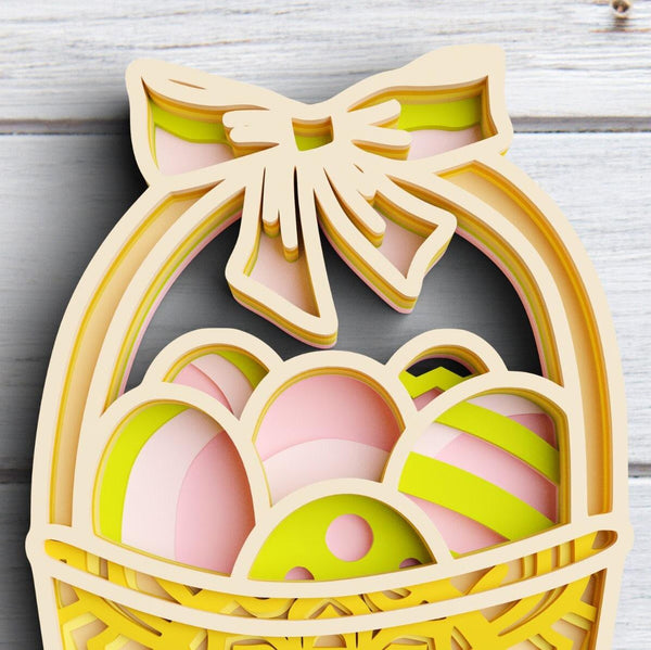 Layered Easter Egg Basket SVG DXF - Easter Sign 3D-Rishasart