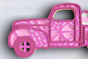 Layered Easter Truck SVG DXF - Spring Easter Egg 3D Mandala Svg-Rishasart