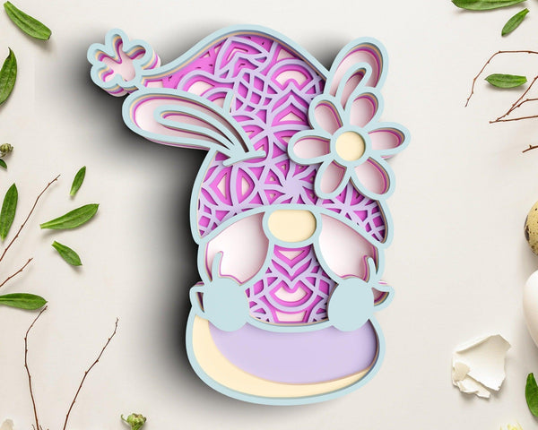 Layered Easter Gnome SVG DXF - Spring 3D Mandala Svg-Rishasart