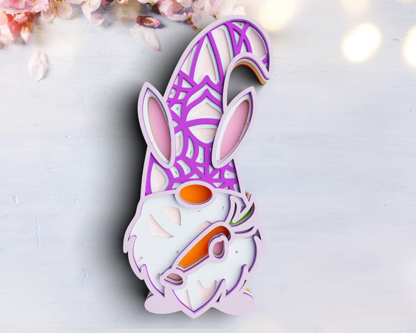 Layered Easter Gnome SVG DXF - Spring 3D Mandala Svg-Rishasart