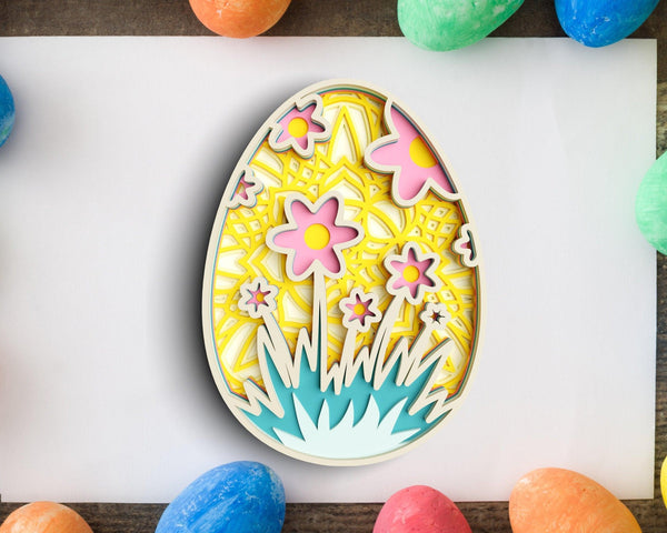 3D Layered Floral Easter Egg  SVG DXF-Rishasart