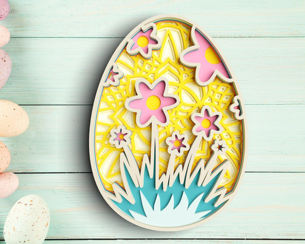 3D Layered Floral Easter Egg  SVG DXF-Rishasart