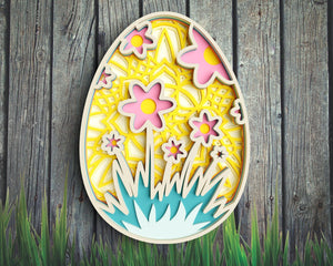 3D Layered Floral Easter Egg  SVG DXF-Rishasart