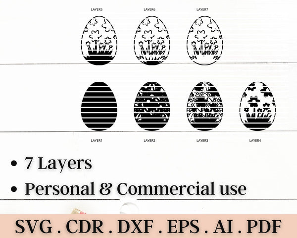 3D Layered Floral Easter Egg  SVG DXF-Rishasart