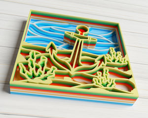 3D Layer Anchor Ocean SVG DXF-Rishasart